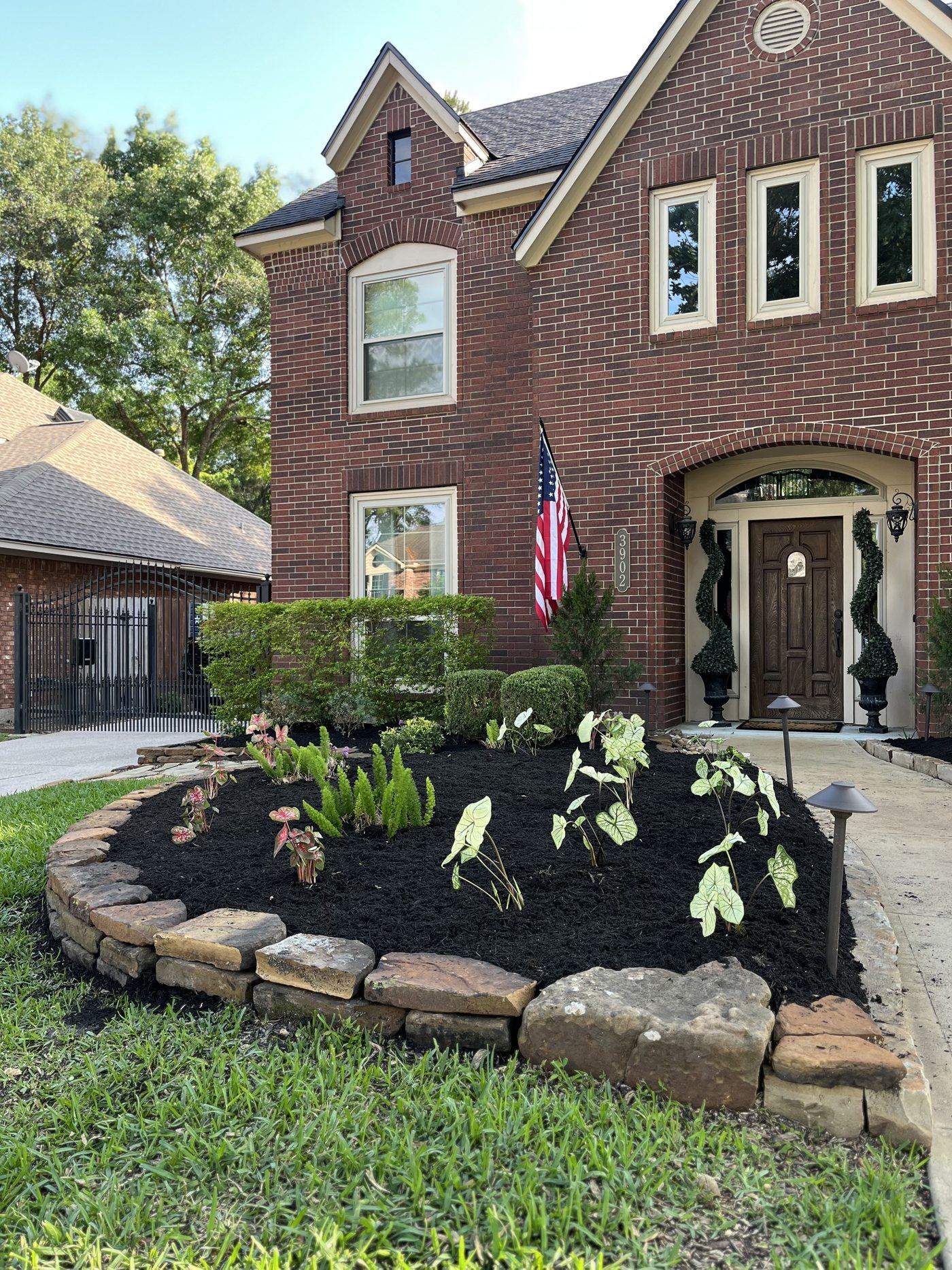 Curb appeal front yard landscape install Houston TX