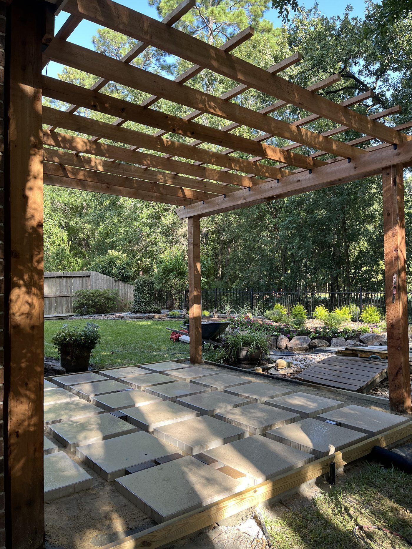 Pergola paver deck installation Kingwood TX