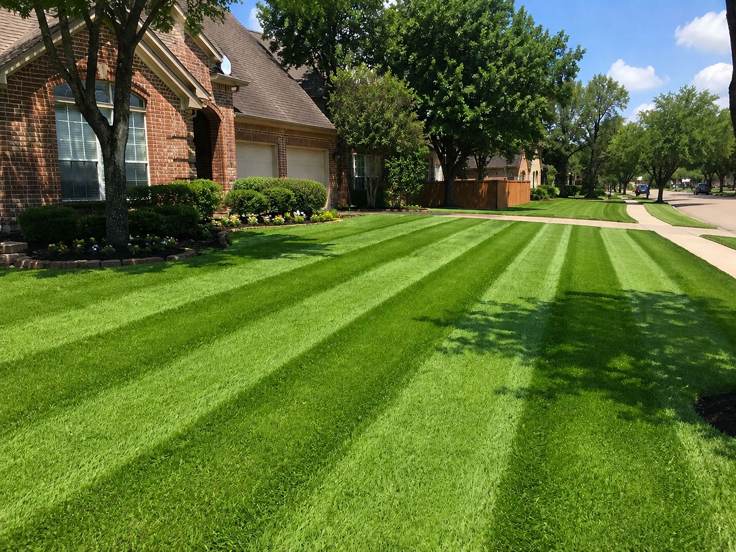 Freshly mowed lawn Houston TX